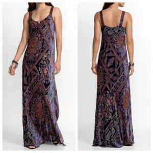 Johnny Was Multicolor Omo Burnout Peony Dress Maxi Size Large $575
