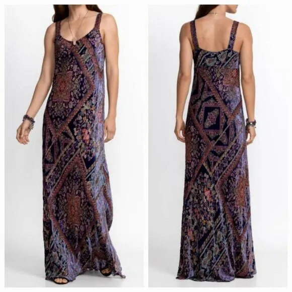 Johnny Was Multicolor Omo Burnout Peony Dress Maxi Size Large $575