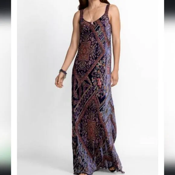 Johnny Was Multicolor Omo Burnout Peony Dress Maxi Size Large $575