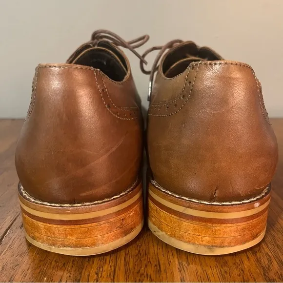 JOHNSTON &amp; MURPHY 1850Cap Toe Oxford Size 11.5 Mens Leather Brown Dress Shoes