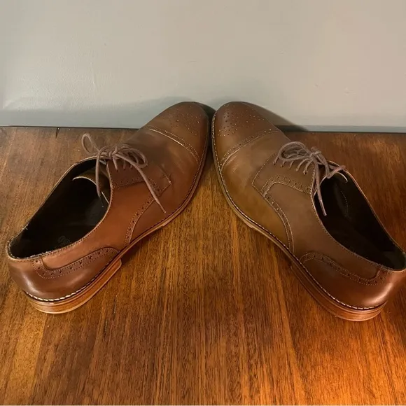 JOHNSTON &amp; MURPHY 1850Cap Toe Oxford Size 11.5 Mens Leather Brown Dress Shoes
