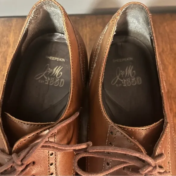 JOHNSTON &amp; MURPHY 1850Cap Toe Oxford Size 11.5 Mens Leather Brown Dress Shoes