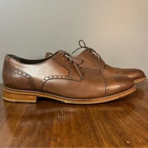 JOHNSTON &amp; MURPHY 1850Cap Toe Oxford Size 11.5 Mens Leather Brown Dress Shoes