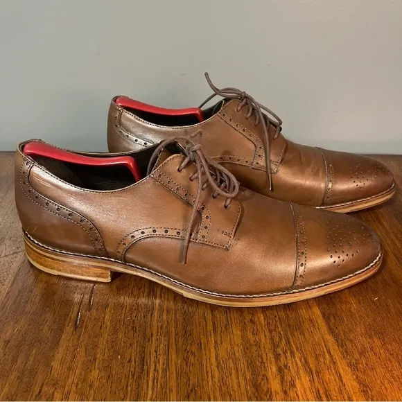 JOHNSTON &amp; MURPHY 1850Cap Toe Oxford Size 11.5 Mens Leather Brown Dress Shoes