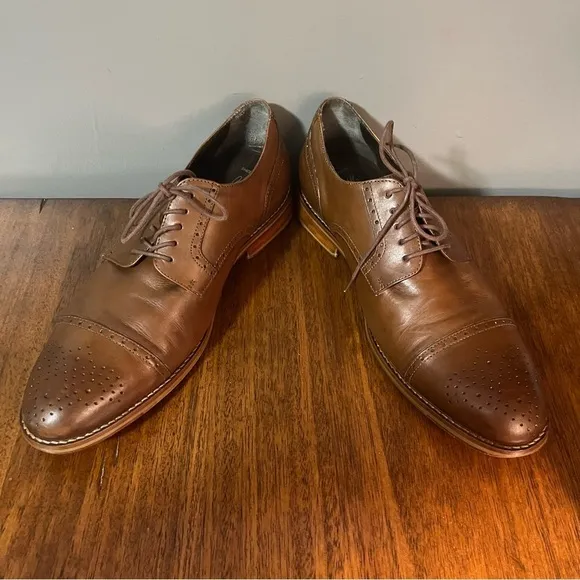 JOHNSTON &amp; MURPHY 1850Cap Toe Oxford Size 11.5 Mens Leather Brown Dress Shoes