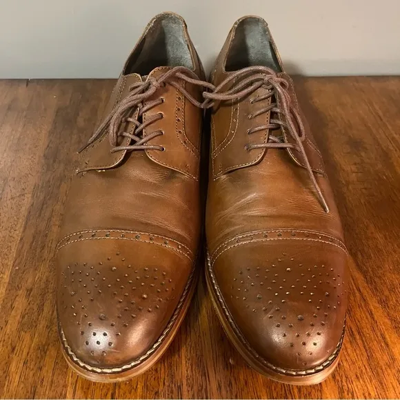 JOHNSTON &amp; MURPHY 1850Cap Toe Oxford Size 11.5 Mens Leather Brown Dress Shoes