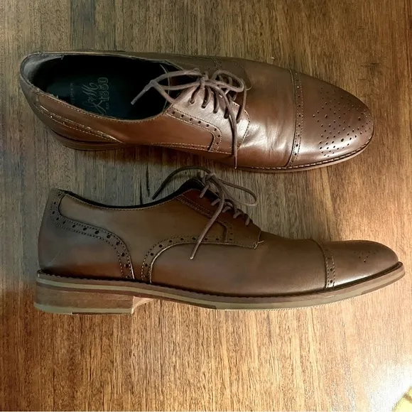 JOHNSTON &amp; MURPHY 1850Cap Toe Oxford Size 11.5 Mens Leather Brown Dress Shoes