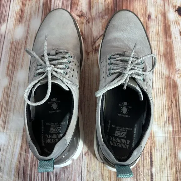 Johnston &amp; Murphy XC4 Mens Size 12 Gray Leather Waterproof Shoes Oxford Sneakers