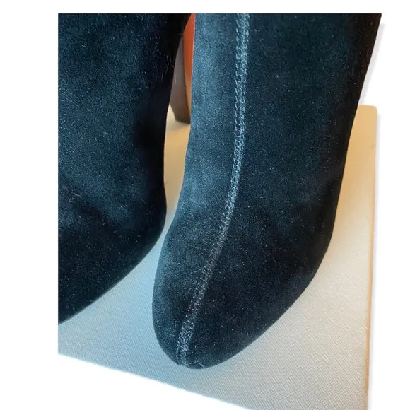Joie Caviar Black Suede Tall Heeled Boots With Stitching Slouchy fall style