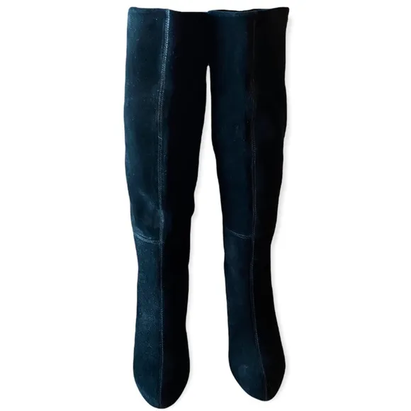 Joie Caviar Black Suede Tall Heeled Boots With Stitching Slouchy fall style