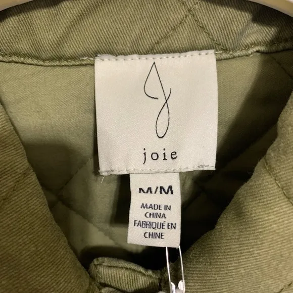 JOIE Diamond Quilted Utility Barn Chore Jacket Olive Green Cotton NWT Medium