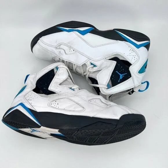 Jordan True Flight Men Size 10.5 Basketball Shoes White Blue Black 342964-142