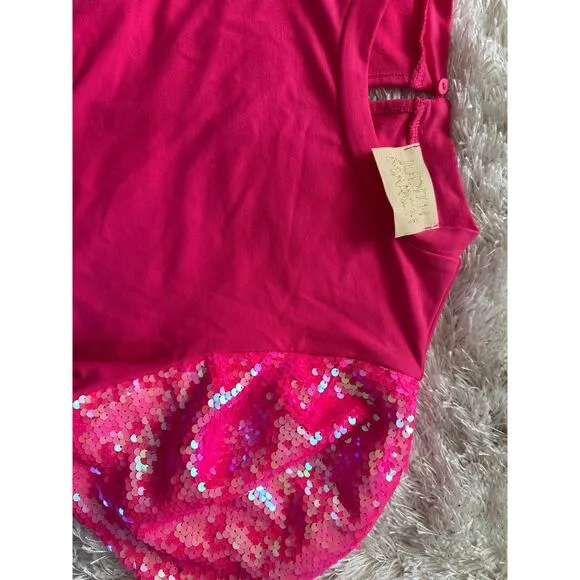 Judith March hot pink sequin puffed sleeve Barbie dress size small