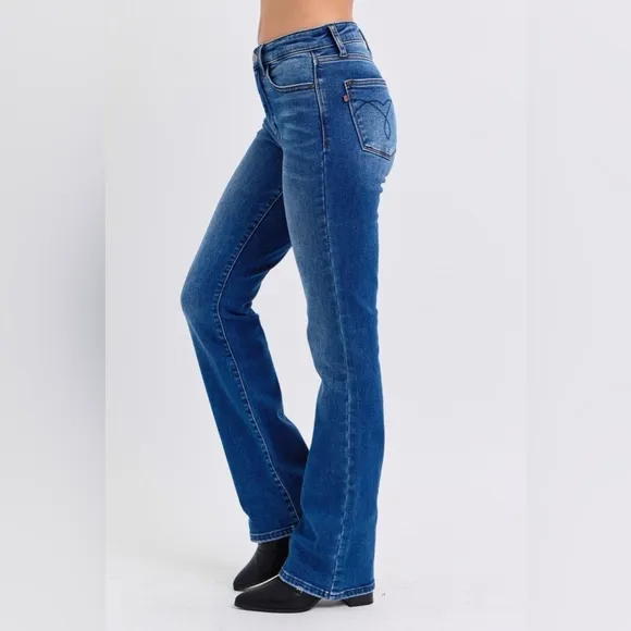 Judy Blue Run Mid-Rise Bootcut Jeans with Thermal Lining