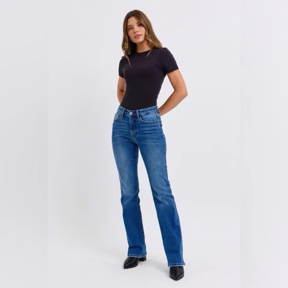 Judy Blue Run Mid-Rise Bootcut Jeans with Thermal Lining