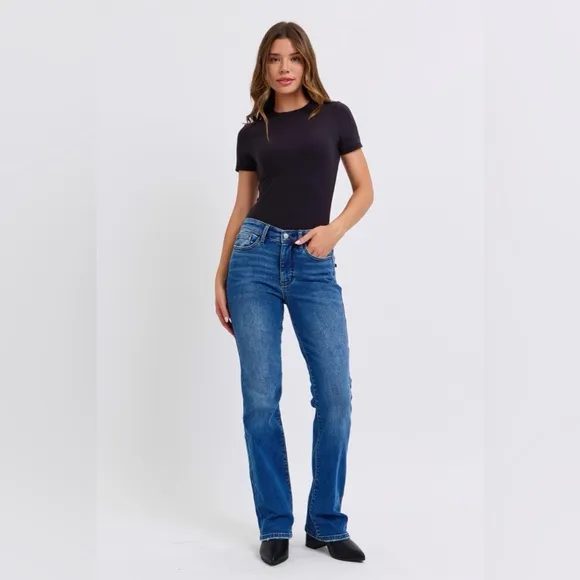 Judy Blue Run Mid-Rise Bootcut Jeans with Thermal Lining