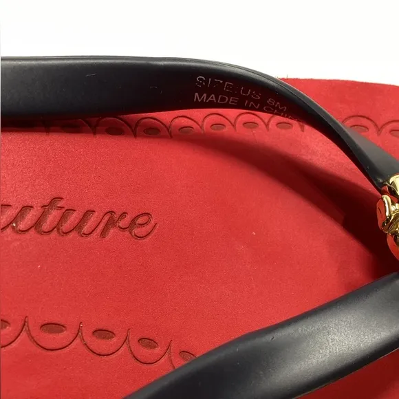 Juicy Couture Laney Wedge Striped Apple Charm Slip On Y2K Size 8