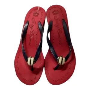 Juicy Couture Laney Wedge Striped Apple Charm Slip On Y2K Size 8