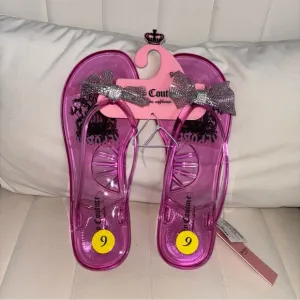 Juicy Couture Pink Jelly FlipFlops Sandals with Silver Bows