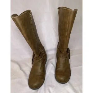JUSTICE FOR GIRLS Western Brown Leather Tall Riding Boots WOMEN’s SIZE 7