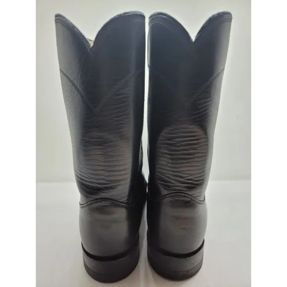 Justin Black Leather Western Cowboy Boots Style 3133 9EE