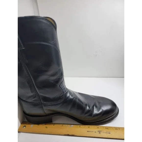 Justin Black Leather Western Cowboy Boots Style 3133 9EE