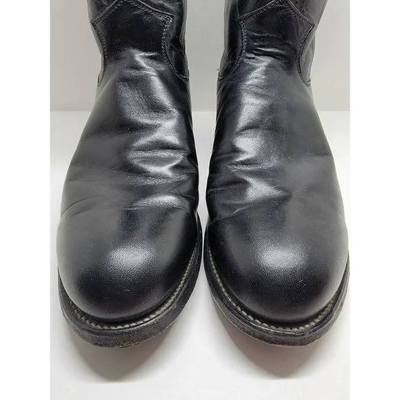 Justin Black Leather Western Cowboy Boots Style 3133 9EE