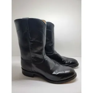 Justin Black Leather Western Cowboy Boots Style 3133 9EE