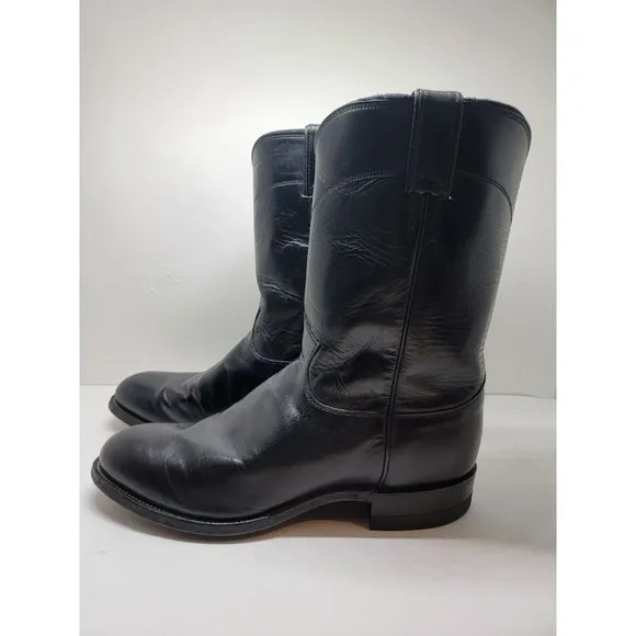 Justin Black Leather Western Cowboy Boots Style 3133 9EE