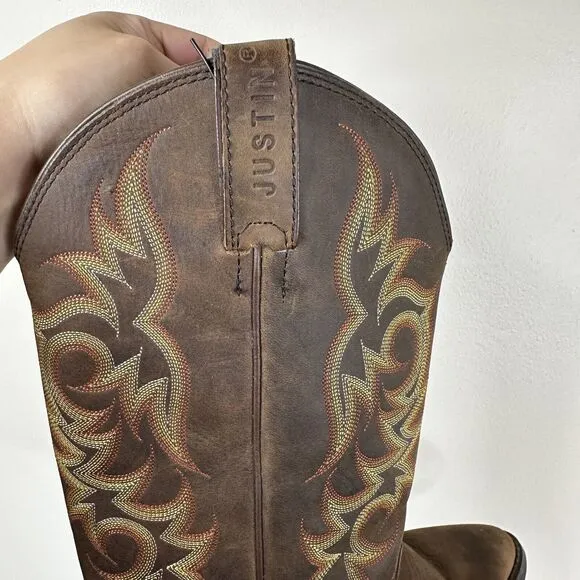 Justin Boots Mens 8.5 EE Brown Leather Tall Western Cowboy Country