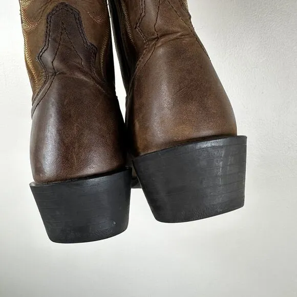 Justin Boots Mens 8.5 EE Brown Leather Tall Western Cowboy Country