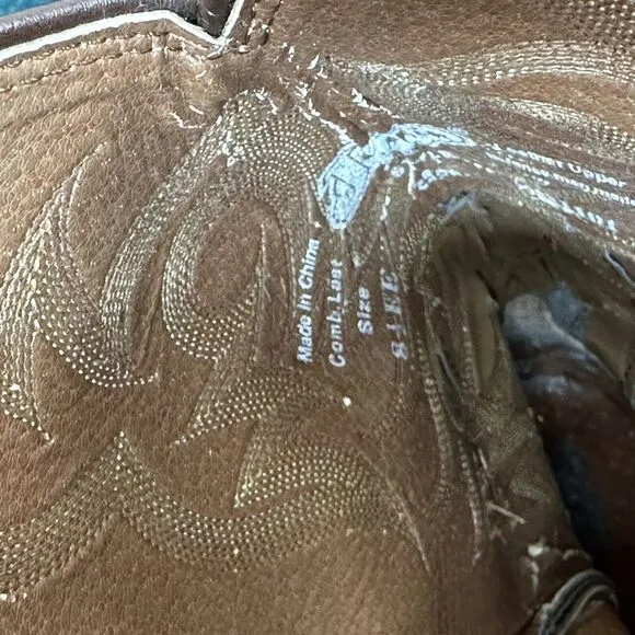 Justin Boots Mens 8.5 EE Brown Leather Tall Western Cowboy Country