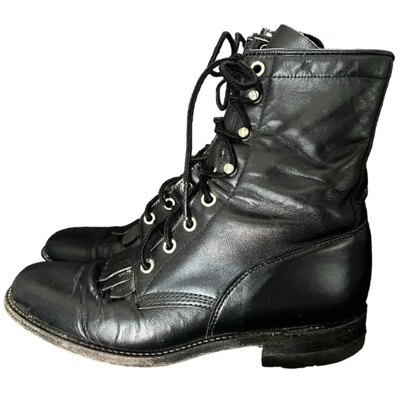 Justin Boots Roper Lace Up Boots Black Size 6 Women’s