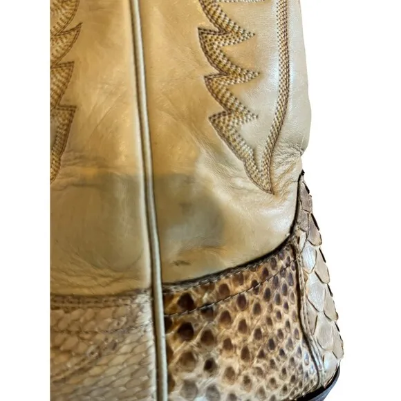 Justin Snakeskin Cowboy Boots Womens 5 1/2B Tall Vintage Leather L4661 USA