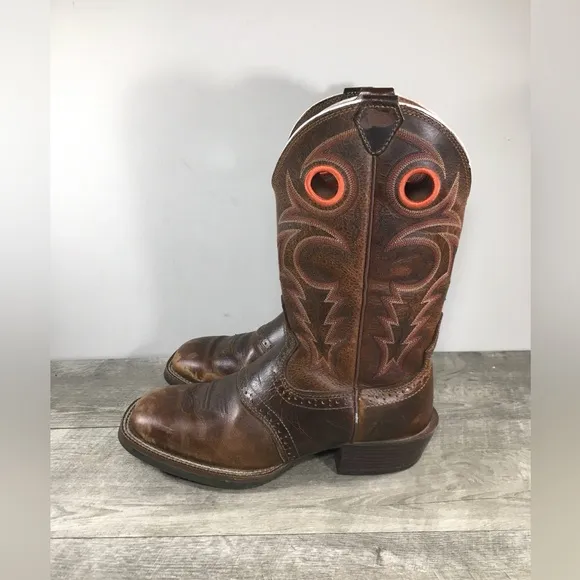 Justin SV2534 Sagen Silver Saddle Buckaroo Cowboy Western Leather Men’s Boots 9