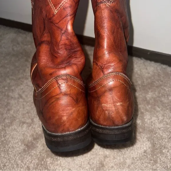 Justin Western Style Roper Boots Chestnut Brown Size 8.5B