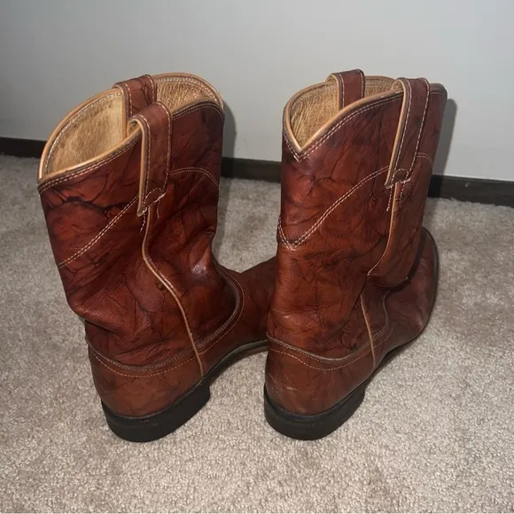 Justin Western Style Roper Boots Chestnut Brown Size 8.5B