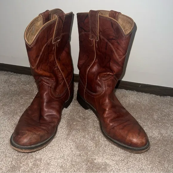 Justin Western Style Roper Boots Chestnut Brown Size 8.5B