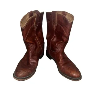 Justin Western Style Roper Boots Chestnut Brown Size 8.5B
