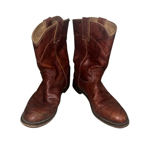 Justin Western Style Roper Boots Chestnut Brown Size 8.5B
