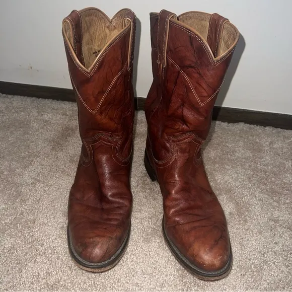 Justin Western Style Roper Boots Chestnut Brown Size 8.5B