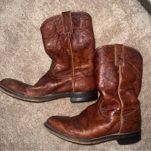 Justin Western Style Roper Boots Chestnut Brown Size 8.5B