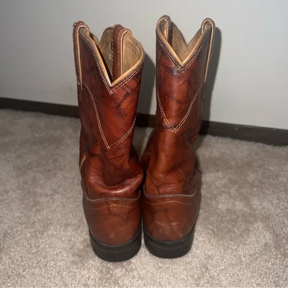Justin Western Style Roper Boots Chestnut Brown Size 8.5B