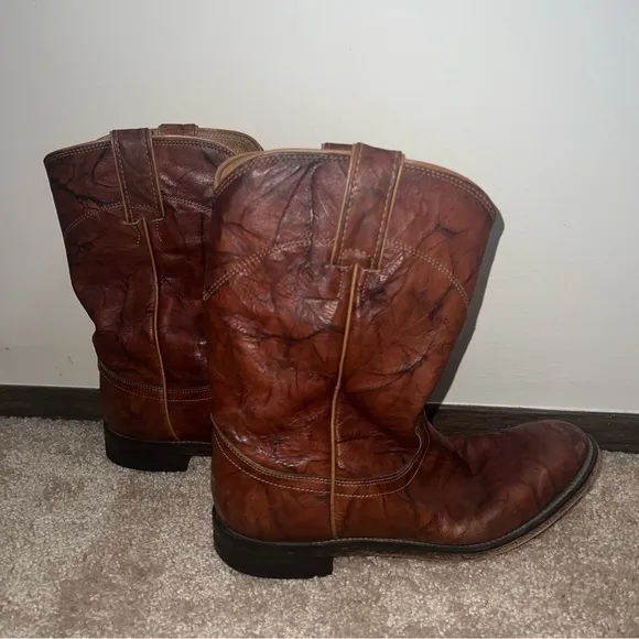 Justin Western Style Roper Boots Chestnut Brown Size 8.5B