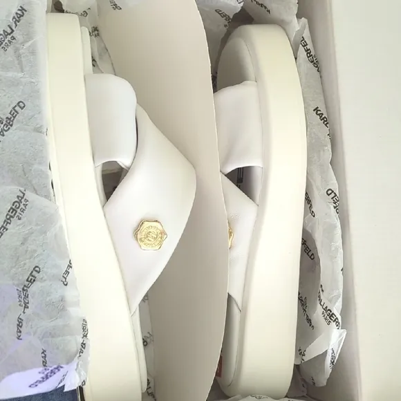 Karl Lagerfeld Women's White Slide Sandals