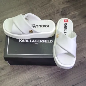 Karl Lagerfeld Women's White Slide Sandals