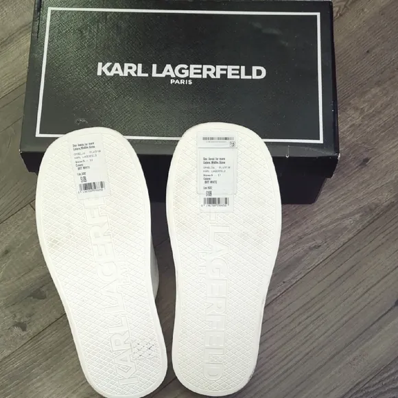 Karl Lagerfeld Women's White Slide Sandals