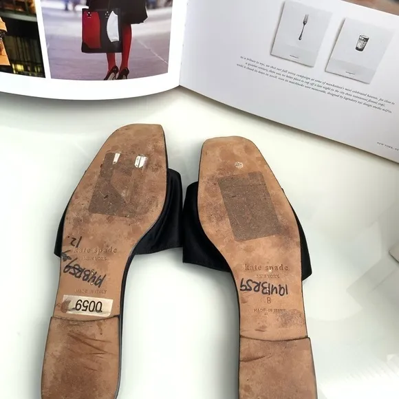 Kate Spade Black Satin &amp; Leather Sandals