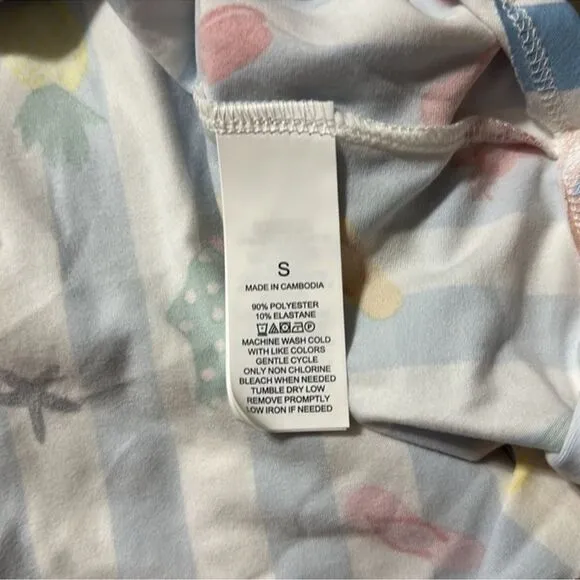 kate spade S White Aqua Blue Vertical Stripe Beach Themed Top Crop Pants PJ Set