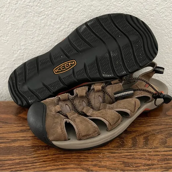 KEEN 1248 Kreek Brown Nubuck Leather Gladiator Hiking Water Shoe Sandals Size 11
